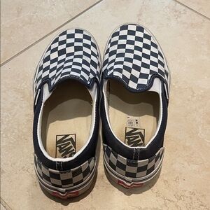 RARE NAVY - Vans navy and White Checkered Slip-On Sneakers